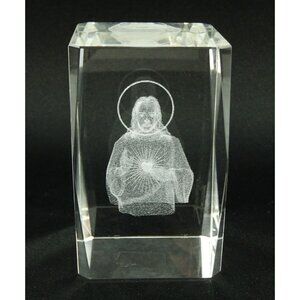 Jesus Sacred Heart 3D Laser Etched Crystal Glass Paperweight
